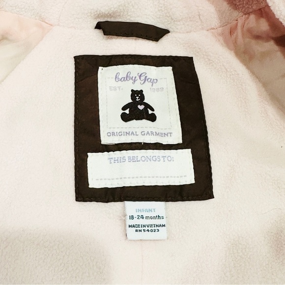 Gap babyGAP Brown Pink Down Filled Bunting Winter Hooded Snowsuit - Picture 3 of 11